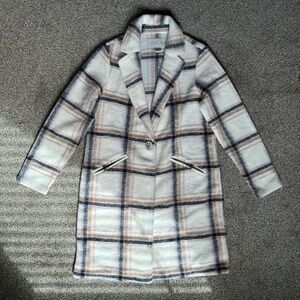 Rachel Zoe Plaid Coat in White and Blue